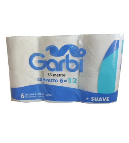 PAPEL HIGIENICO PURA CELULOSA 35 M (300 SERVICIOS). FARDO 48 ROLLOS